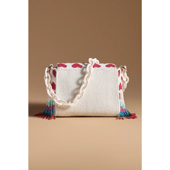 nwt by ANTHROPOLOGIE Beaded Heart Shoulder bag purse - Picture 3 of 3